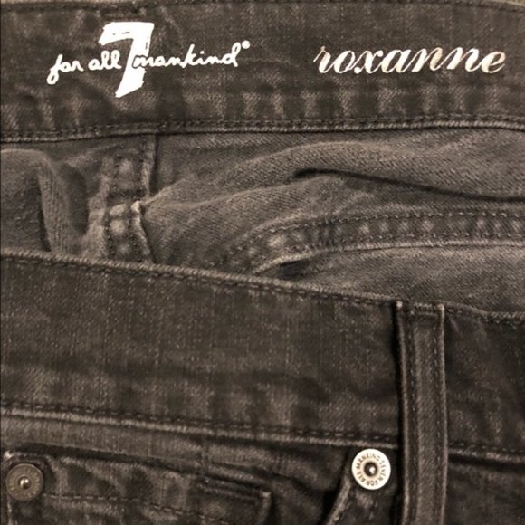 7 for All Mankind Jeans Women Black Roxanne Straight Leg Sz 28 #185 - Picture 8 of 8